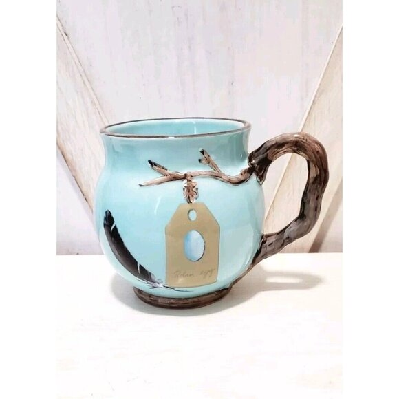 MWW Market Robin Bird Nest Egg Blue  Ceramic Easter Mug Branch Handle - Picture 3 of 5